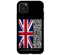 Winston Churchill We Shall Never Surrender, bandiera britannica invecchiata Custodia per iPhone 11 Pro Max