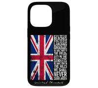 Winston Churchill We Shall Never Surrender, bandiera britannica invecchiata Custodia per iPhone 13 Pro