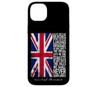 Winston Churchill We Shall Never Surrender, bandiera britannica invecchiata Custodia per iPhone 14 Plus