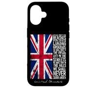 Winston Churchill We Shall Never Surrender, bandiera britannica invecchiata Custodia per iPhone 16