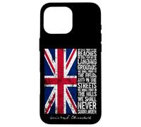 Winston Churchill We Shall Never Surrender, bandiera britannica invecchiata Custodia per iPhone 16 Pro Max