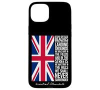 Winston Churchill We Shall Never Surrender - Bandiera del Regno Unito Custodia per iPhone 15 Plus