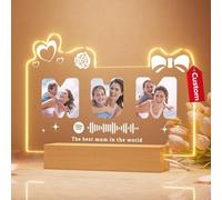Wintarn Placca musicale personalizzata per la festa della mamma, regalo per la mamma di figlia e figlio, album fotografico personalizzato per mamma, placca in vetro, luce notturna personalizzata con