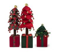 Wintem - Albero Di Natale 90 Cm con Luci LED Integrate, Base Pacco Regalo Decorativa, Struttura Estensibile per Addobbi Natalizi Eleganti e Ideale Uso in Casa o Ufficio