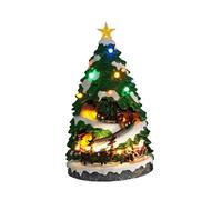 Wintem Albero di Natale Animato in Miniatura con Luci Led e Musica - Ottimo per Decorare Casa o Villaggi Natalizi - Decorato e Dipinto in Modo Artigianale con Materiali Resistenti 40x22x22cm