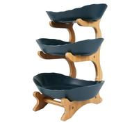 Wintem - Alzatina Cucina Porta Frutta a Piani in Bambù con 3 Cestelli Porta Snack, Organizer Cucina Salvaspazio da Tavolo per Frutta Dolci e Pane, Struttura Robusta Multilivello Elegante per Casa