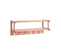 Wintem Appendiabiti a Parete in Legno con 6 Ganci e 2 Mensole 60x24x24cm - Ideale per Ordinare e Organizzare Ingresso o Camera per Appendere Giacche, Borse e Cappotti - Facile da Installare