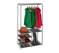 Wintem - Appendiabiti con 6 Ripiani in TNT e Barra Porta Abiti, Struttura Solida ad Incastro, Design Salvaspazio per Camera Ingresso o Bagno, Facile da Montare e Pulire