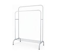 Wintem - Appendiabiti da Terra in Metallo Bianco con Doppia Asta e Ripiano Porta Scarpe, Stand Appendiabiti Salvaspazio per Guardaroba Ordinato, Rella Appendiabiti Robusta con Struttura Stabile