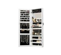 Wintem Armadietto Portagioie Salvaspazio con Specchio, Fissaggio a Parete o Sopra la Porta - Perfetto per Organizzare Gioielli, Collane, Orecchini e Accessori, 110x37x10 cm