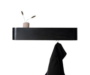 Wintem - Attaccapanni da Parete Salvaspazio in Quercia Nera con 4 Ganci Nascosti per Ingresso Moderno, Uso Quotidiano per Cappotti e Borse, Design Minimal con Mensola Integrata