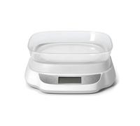 Wintem Bilancia da Cucina Digitale 20,8x19,2cm con Display LCD Capacità fino a 5 kg - Piattaforma in Acciaio Inox Resistente a Graffi e Usure - Funzione Tara - Alimentata con 2 Batterie AAA