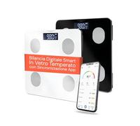 Wintem - Bilancia Digitale Smart in Vetro Temperato con App per Analisi Corporea Completa, Display LCD Ampio, Tecnologia Step-On e Funzione Multiutente per Controllo Familiare del Peso