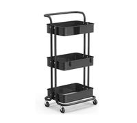 Wintem Carrello Salvaspazio da Cucina con 4 Ruote e 3 Ripiani 42x37x77cm Nero - Offre Sufficiente Spazio per Oggetti di Diverse Dimensioni ed è Facile da Manovrare - Resistente