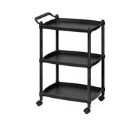 Wintem Carrello Salvaspazio in plastica PP Nero 46x33x74cm - 4 Ruote Girevoli e Manico Ergonomico per Spostarlo Facilmente da Una Stanza all'Altra - 3 Ripiani Capienti e Versatili di 46x33cm