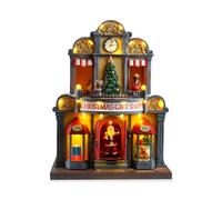 Wintem - Casa di Babbo Natale Animato con Luci LED e Musica Natalizia per Decorazioni Festive e Addobbi Luminosi, Dipinto a Mano e Facile da Usare con Cavo USB Incluso