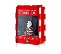 Wintem - Cassetta Postale Natalizia 40 cm con Luci LED, Neve in Movimento e Musica - Decorazione in Metallo con Babbo Natale, Uso con USB o Batterie, Effetto Scenografico per Addobbi Natalizi