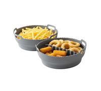 Wintem - Cestini Pieghevoli in Silicone Ø22 cm per Friggitrice ad Aria, Antiaderenti e Salvaspazio, Ideali per Cottura Uniforme, Manici Ergonomici e Uso Multifunzionale in Cucina