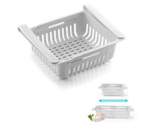 Wintem Contenitore Bianco per Frigorifero in Plastica 20,5x16,5x7,5cm Estendibile e Adattabile - Ideale per Mantenere gli Alimenti Freschi più a Lungo e per Organizzare il tuo Frigo