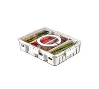 Wintem Contenitore con 4 Scomparti in PP per frigo - Chiusura a Clip e Funzione Sgocciolatoio