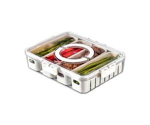 Wintem Contenitore con 4 Scomparti in PP per frigo - Chiusura a Clip e Funzione Sgocciolatoio