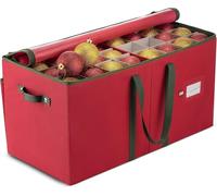 Wintem - Contenitore Porta Palline di Natale in TNT e Cartone Rigido 65x32x32 cm con 64 Scomparti Modulari e Manici Rinforzati, Chiusura Zip Resistente per Conservare 128 Decorazioni Natalizie