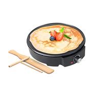 Wintem - Crepiera Elettrica da 1200W con Rivestimento Antiaderente, Spatola in Legno Inclusa, Cottura Veloce, Perfetta per Crepes Dolci o Salate, Ideale per Uso Domestico e Merende Creative