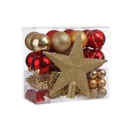 Wintem - Decorazioni Natalizie in Rosso e Oro 44 Pezzi per Albero e Casa con Forme Varie e Finiture Lucide e Opache, Facili da Appendere e Infrangibili per un Natale Luminoso e Raffinato