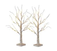 Wintem - Decorazioni Natalizie LED Effetto Betulla Set 2 Pezzi per Casa ed Interni, Alberelli Illuminati con 24 Luci Calde a Batteria, Ideali come Addobbi Natalizi Eleganti e Albero di Natale Mini