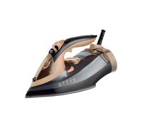Wintem Ferro da Stiro a Vapore con Piastra in Ceramica XL e Serbatoio da 330ml/2600W Nero e Oro - Funzione Selfclean, Antigoccia e Anticalcare con Termostato Regolabile per Ogni Tessuto - 16x31x11cm