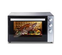 Wintem Fornetto Elettrico 70L 2500W in Acciaio Inossidabile Nero con Funzione Girarrosto e Ventilazione è Ideale per Cuocere e Riscaldare Pizza, Pollo e Cotture Veloci - Temperatura Fino a 320°