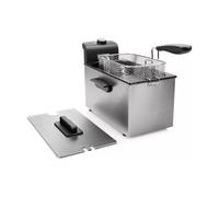 Wintem Friggitrice a Olio 3L in Acciaio Inox Argento - Potenza 2000W per Rapida Cottura - Temperatura Regolabile Fino a 190 °C - Zona di Raffreddamento e Design Smontabile Facile da Pulire