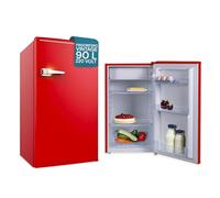 Wintem - Frigorifero Vintage Monoporta 90L con Congelatore, Ripiano Regolabile e Cassetto Bar, Ideale per Casa e Ufficio, Stile Retrò Compatto e Silenzioso, Classe Energetica A+ Rosso