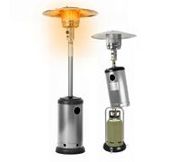 Wintem - Fungo Riscaldante per Esterno a Gas 12kW, Accensione Piezoelettrica, Ruote Integrate per Spostamento Facile, Compatibile con Bombola 15Kg, Ideale per Terrazze, Giardini e Locali (Silver)