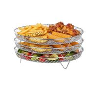 Wintem - Griglia Rotonda per Friggitrice ad Aria 3 Livelli Impilabili Rotonda in Acciaio Inossidabile, Accessorio Multiuso Facile da Pulire per Cottura Uniforme e Croccante