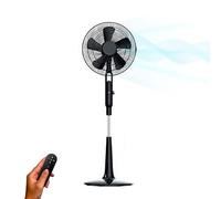 Wintem HARBIN Ventilatore a Piantana 45W con 5 Pale e 10 Velocità, Timer 7,5 Ore, con Telecomando - Silenzioso, Altezza Regolabile 135 cm, Nero
