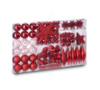Wintem - Kit Addobbi Natalizi Rossi 102 Pezzi Infrangibili Palline per Albero di Natale e Casa con Sfere, Stelle e Cuori, Facili da Appendere e Riporre, Perfette per Addobbi Coordinati e Sicuri