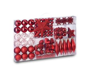 Wintem - Kit Addobbi Natalizi Rossi 102 Pezzi Infrangibili Palline per Albero di Natale e Casa con Sfere, Stelle e Cuori, Facili da Appendere e Riporre, Perfette per Addobbi Coordinati e Sicuri