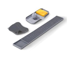 Wintem - Kit Lavello in Silicone Set 5 Pezzi con Spugne Cucina Antigraffio, Tappetino Drenante per Asciugatura Rapida, Uso Quotidiano per Lavello e Superfici, Design Salvaspazio e Igienico