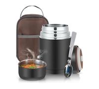 Wintem - Lunch Box Termico 1200 ml in Acciaio Inox con Borsa Isotermica e Cucchiaio Pieghevole, Porta Pranzo Ermetico per Alimenti Caldi e Freddi, Facile da Pulire e Ideale per Ufficio, Scuola o Viagg