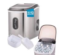 Wintem - Macchina Ghiaccio 15Kg/24h 105W in Acciaio Inox con Cubetti in 2 Misure per Bevande e Cocktail, Uso Domestico e Professionale, Rapida Produzione in 6 Minuti, Bassa Rumorosità