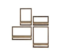 Wintem - Mensole da Muro in Legno Scuro Set 4 Pezzi Design Moderno e Robusto per Casa e Ufficio, Installazione Facile e Versatile per Decorazioni, Libri e Oggetti d’Arredo