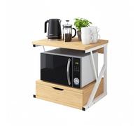 Wintem - Mobiletto Cucina Moderno per Microonde con Cassetto Salvaspazio e Mensola in Legno e Acciaio per Forno Microonde Friggitrice ad Aria e Scaffale Cucina