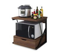 Wintem - Mobiletto Cucina Moderno per Microonde con Cassetto Salvaspazio e Mensola in Legno e Acciaio per Forno Microonde Friggitrice ad Aria e Scaffale Cucina