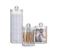 Wintem - Organizer Bagno Trasparenti in Set da 3 in Plastica PP Resistente per Dischetti Struccanti, Bastoncini e Accessori da Toeletta, Facili da Pulire e Ideali per un Ordine Elegante e Duraturo