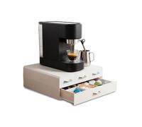 Wintem - Organizer Caffè a 4 Cassetti Capienti con Manici Ergonomici, Organizer Cucina Salvaspazio per Capsule e Cialde, Facile da Pulire e Ideale per Coffee Station Elegante Bianco