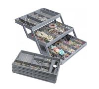 Wintem - Organizer Cassetti Estensibile a 3 Livelli con Scomparti Modulari, Perfetto come Porta Gioielli, Organizer Trucchi e Accessori, Design Pieghevole Salvaspazio