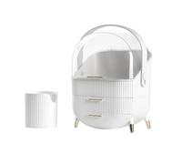 Wintem - Organizer Make-Up con Coperchio Trasparente e 2 Cassetti per Trucchi, con Porta Pennelli Separato, Design Impermeabile per Uso Quotidiano, Ideale da Spostare