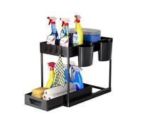 Wintem - Organizer Sottolavello Cucina a 2 Ripiani con Cestelli e Ganci per Ottimizzare Spazio in Bagno e Cucina, Facile da Montare, Ideale per Detergenti e Accessori di Uso Quotidiano