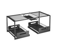 Wintem - Organizer Sottolavello Cucina Espandibile in Acciaio con 2 Cassetti Estraibili, Scaffale Salvaspazio Regolabile per Lavello, Mobile Cucina, Bagno e Lavanderia, Montaggio Facile